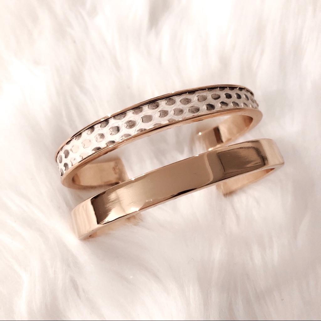 Gold And Python Cuff Bracelet